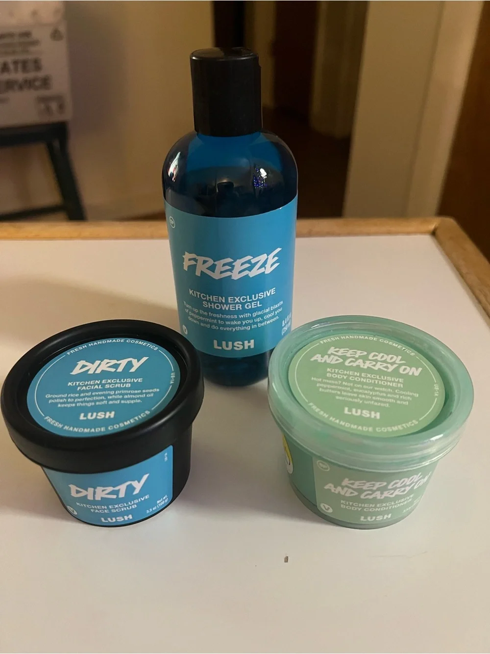 LUSH AUGUST KITCHEN EXCLUSIVE BOX TRIO  FREEZE, DIRTY AND KEEP COOL